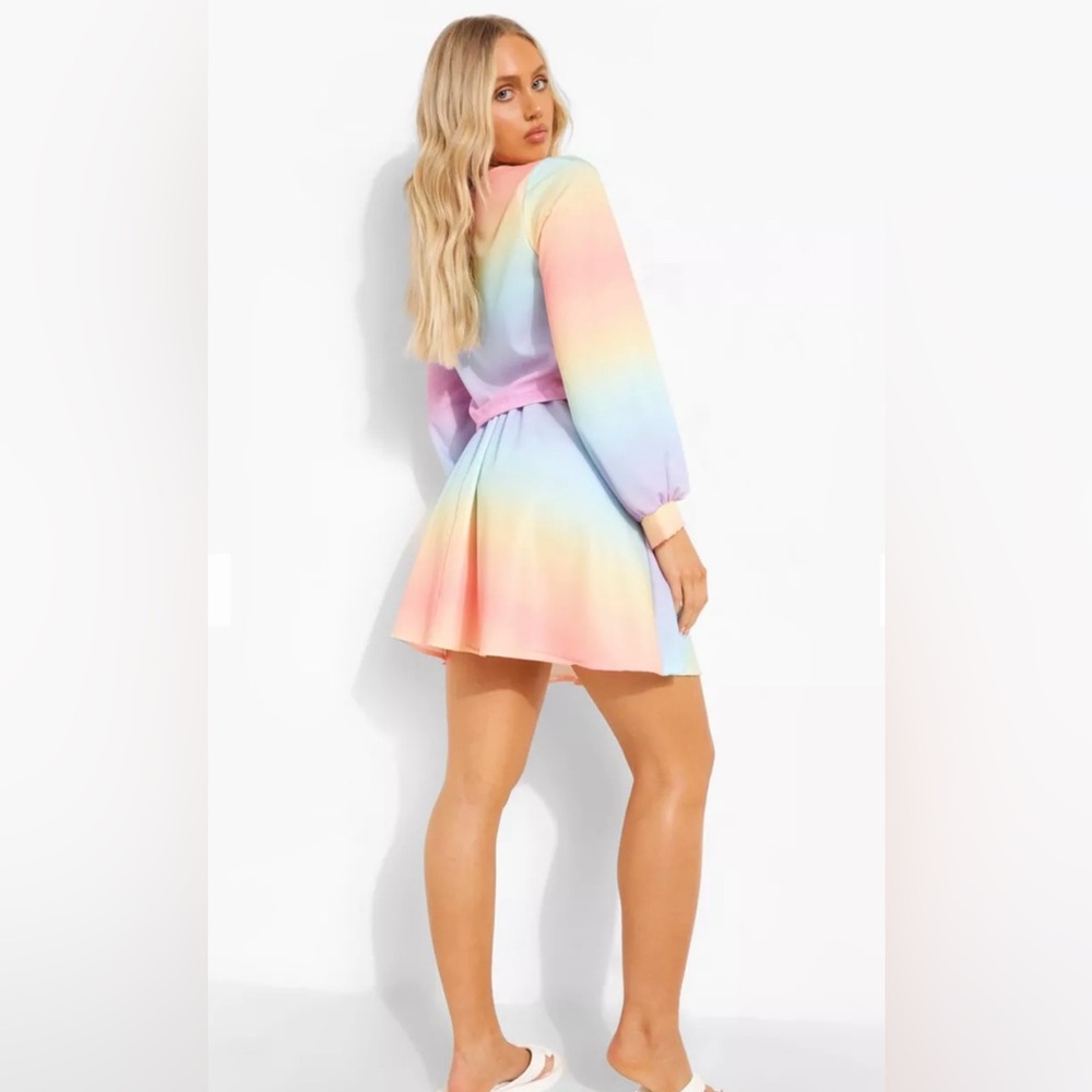 Boohoo Pastel Rainbow Ombre Skirt Set - Picture 3 of 5